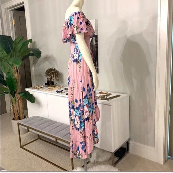 *SOLD* Off shoulder floral midi maxi dress buttons - Picture 7 of 13